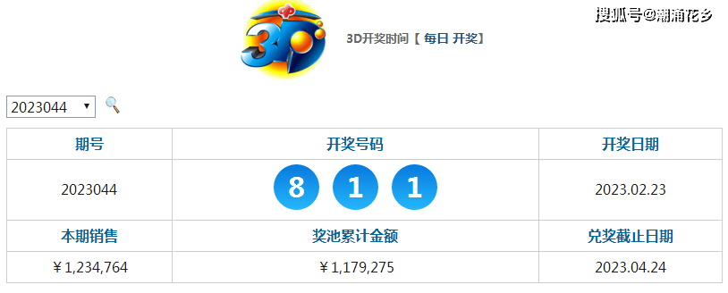 3D开奖结果查询